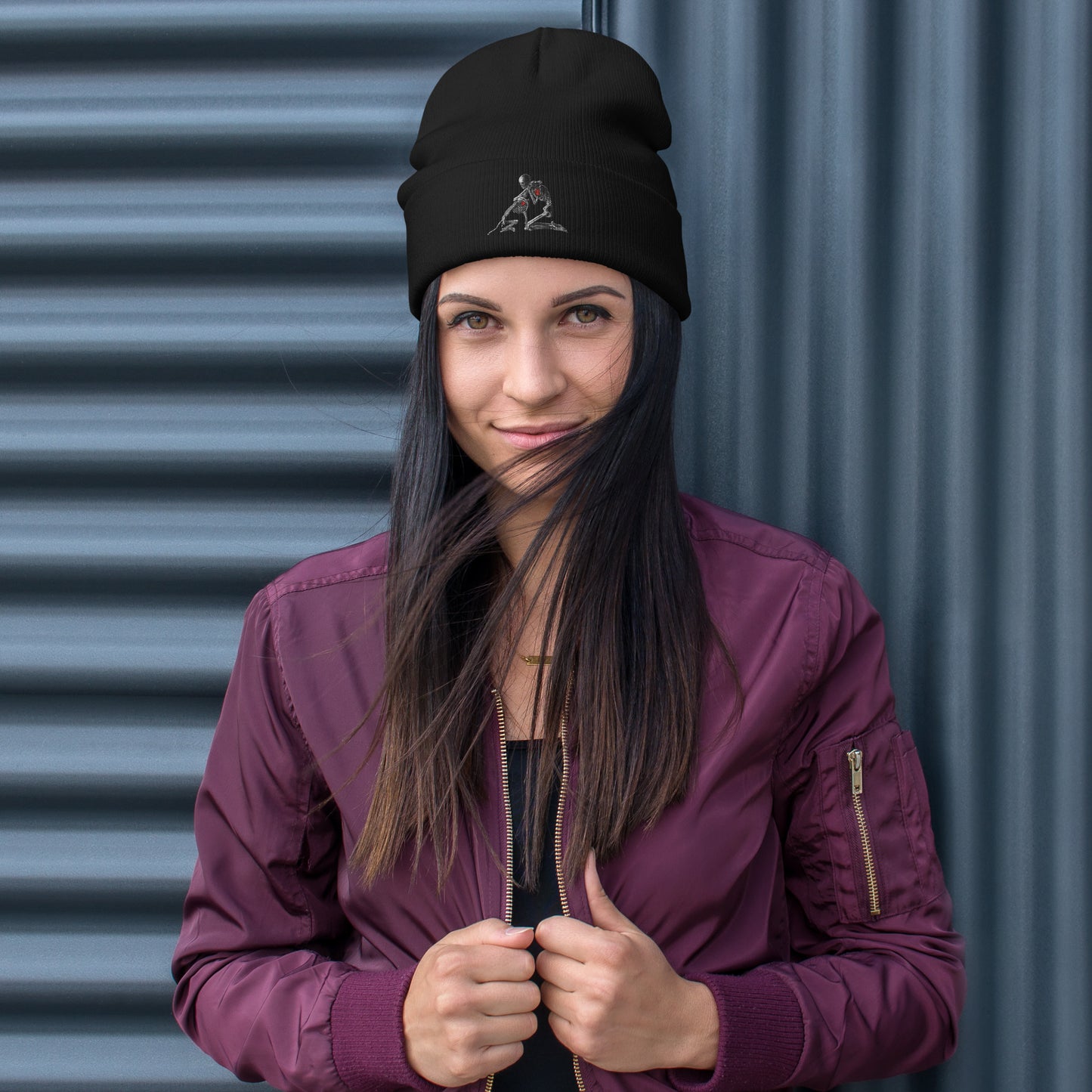 "Love & Bones" Embroidered Beanie